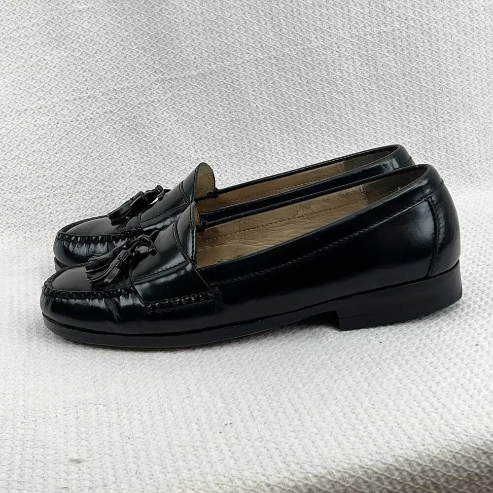 Cole Haan Mens Pinch Tassel Loafers Black Leather Sz 10 Slip On Business Preppy